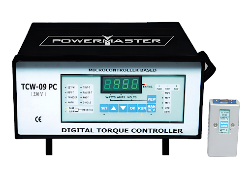 Digital torque controller for electric tube expansion system with microcontroller display and remote control